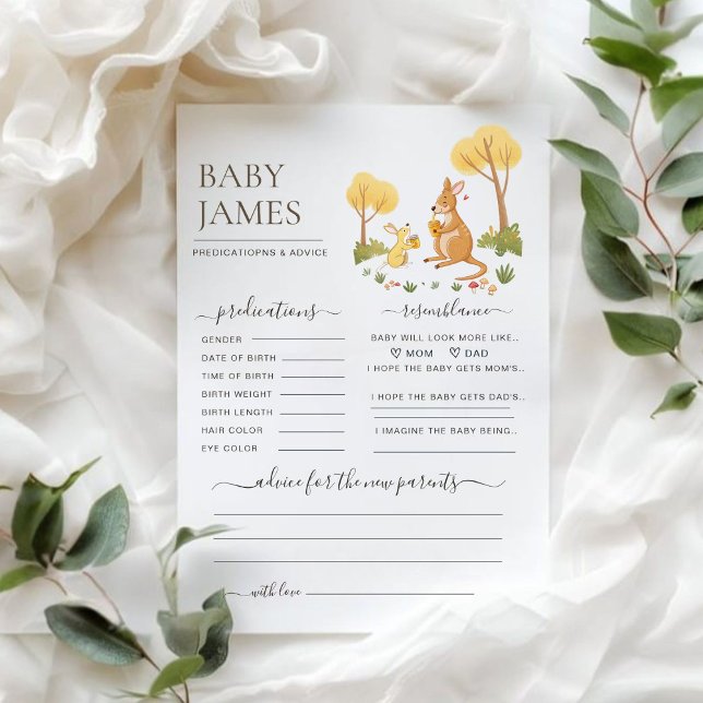 Aquarelle Woodland Kangaroo Baby Predictions Jeu (Créateur téléchargé)