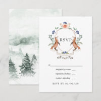 Aquarelle Woodland Laurel Crest Wedding Carte RSVP