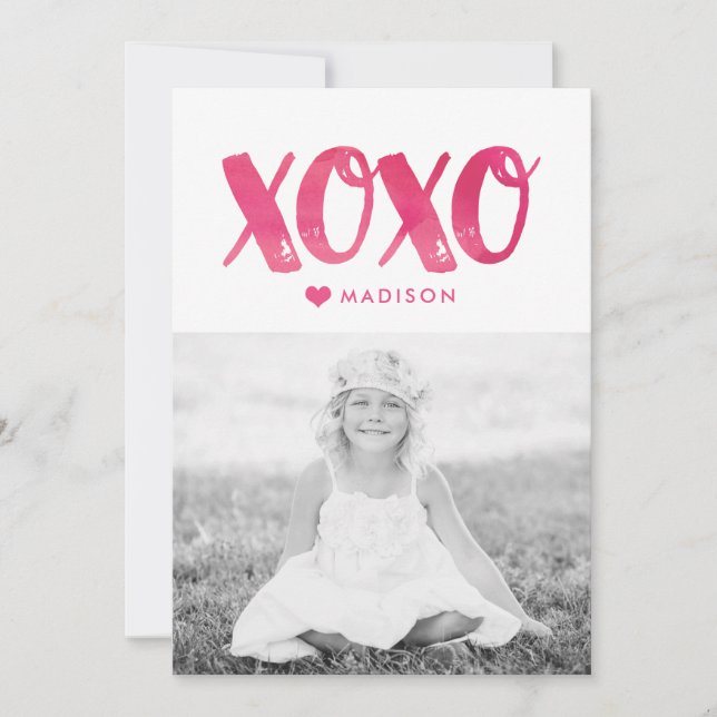 Aquarelle XOXO | Carte photo de la Saint Valentin (Devant)