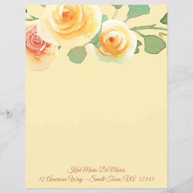 Aquarelle Yellow Rose Bordure (Devant)