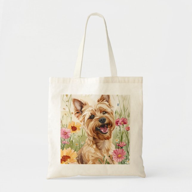 Aquarelle Yorkie Chien sur tout le Sac fourre-tout (Devant)