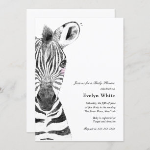 Aquarelle Zèbre   invitation Baby shower