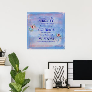 Aquarelles bleues Serenity Prayer Poster