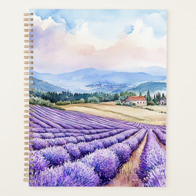 Aquarelles champs de lavande sereins (Devant)
