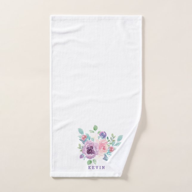 Aquarelles colorées Fleurs Bouquet Monogramme (Serviette à main)