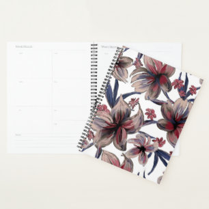 Aquarelles Crimson Floral sur blanc