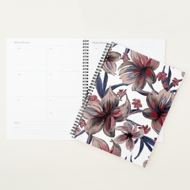 Aquarelles Crimson Floral sur blanc (Devant avec enveloppe)