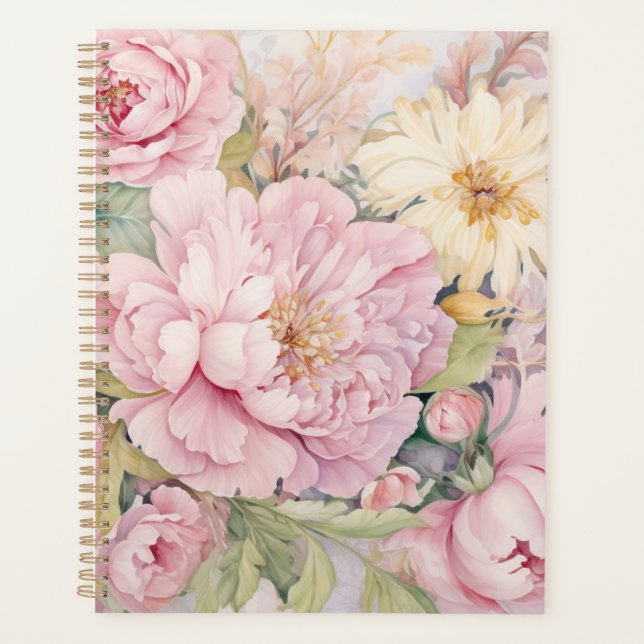 Aquarelles de belles pivoines roses. (Devant)