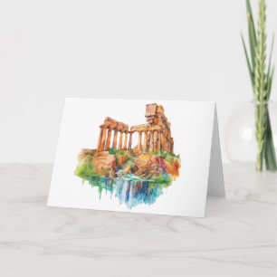 Aquarelles de Sicile - Ancienne ruines Carte pour