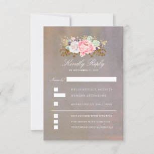 Aquarelles florales Mariage vintage RSVP