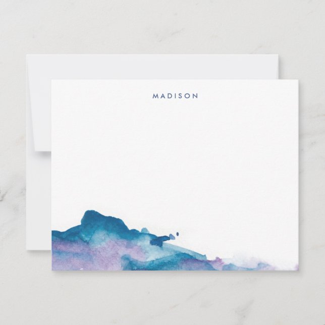 Aquarelles violettes et bleues Merci Cartes (Devant)