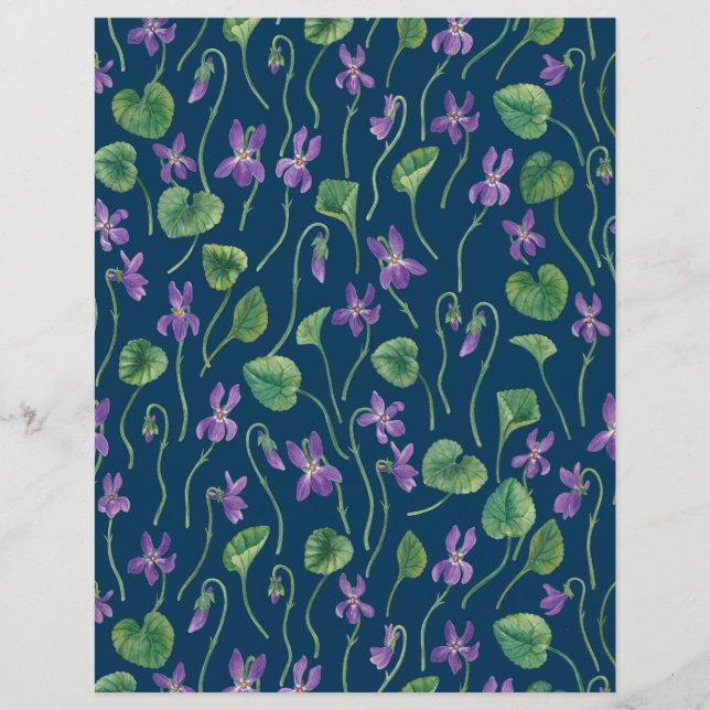 Aquarelles violettes sur fond bleu (Devant)