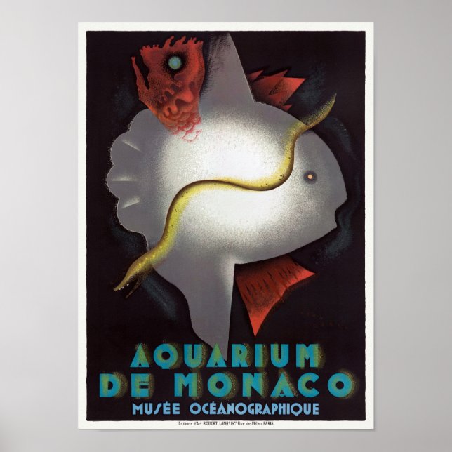 Aquarium de Monaco Poster vintage 1926 (Devant)