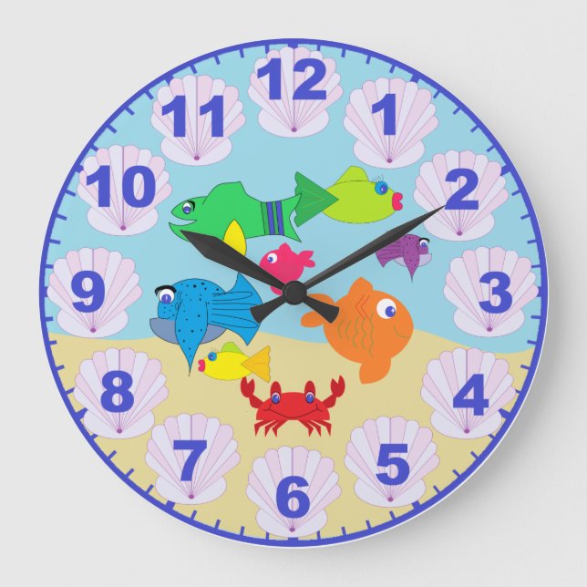 Aquarium pour enfants Poisson Horloge avec chiffre (Recto)