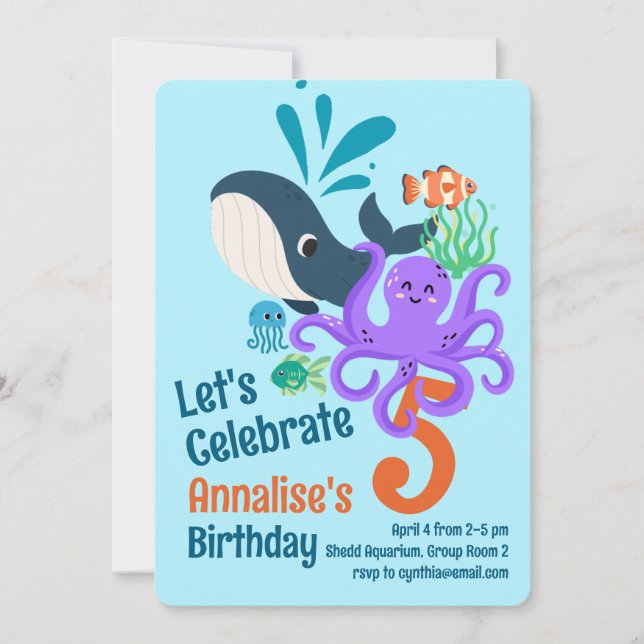 Aquarium sous-marin Invitation d'anniversaire (Devant)