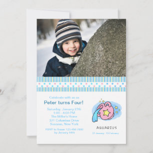Aquarius Photo Anniversaire Fête Invitation