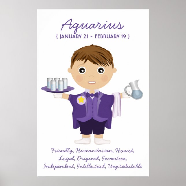 Aquarius - Poster de l'Horoscope de garçon (Devant)