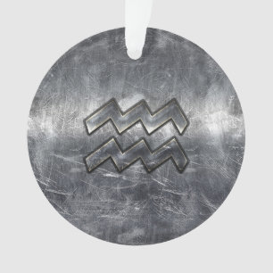 Aquarius Symbole Grunge Distressed Silver Steel