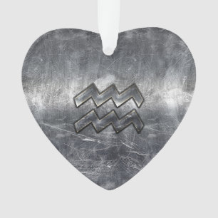 Aquarius Symbole Grunge Distressed Silver Steel