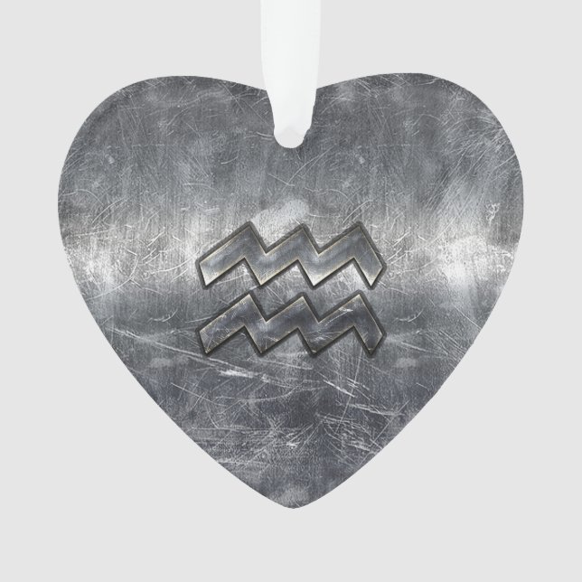 Aquarius Symbole Grunge Distressed Silver Steel (devant)