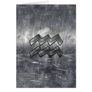 Aquarius Symbole Grunge Distressed Silver Steel