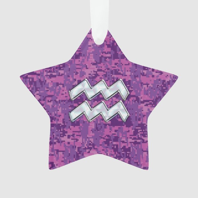 Aquarius Zodiac Sign on fuchsia digital camouflage (devant)