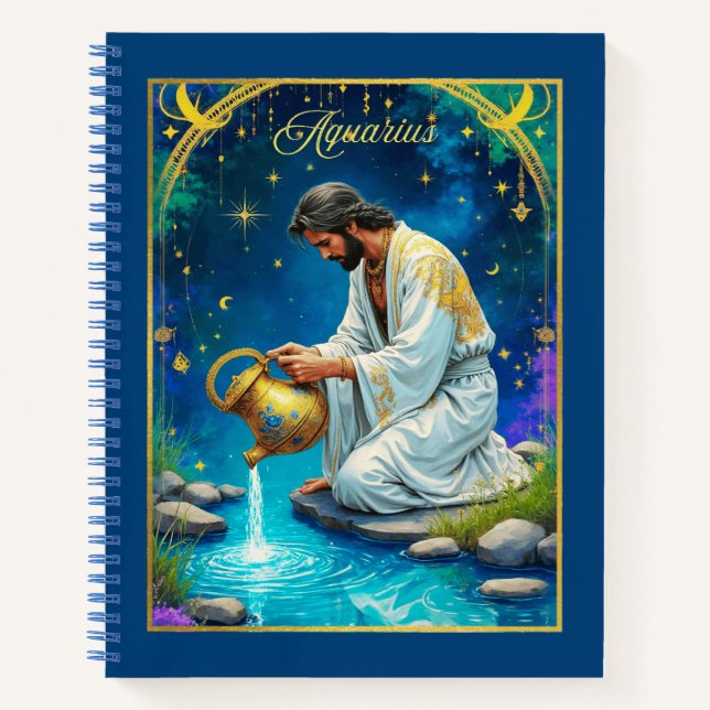 Aquarius Zodiac Sign Under a Starry Sky Journal  (Devant)