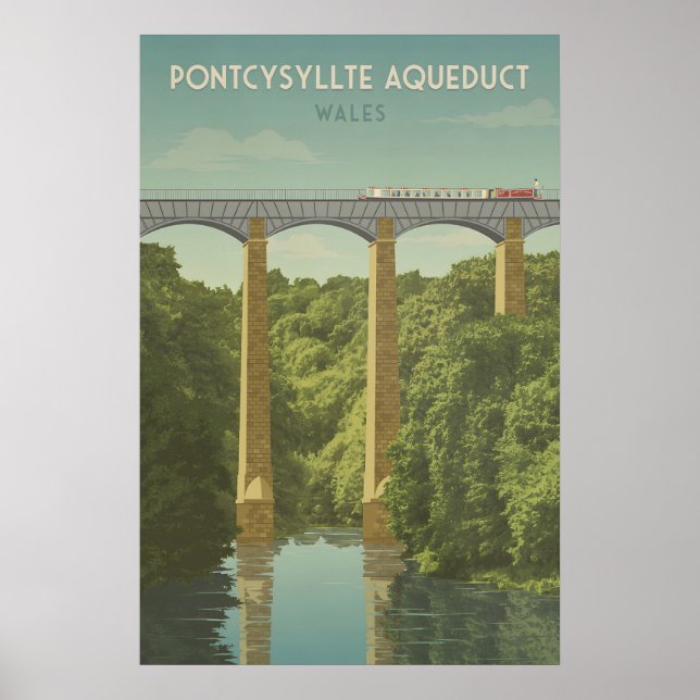 Aqueduc de Pontcysyllte Affiche de voyage au Pays  (Devant)