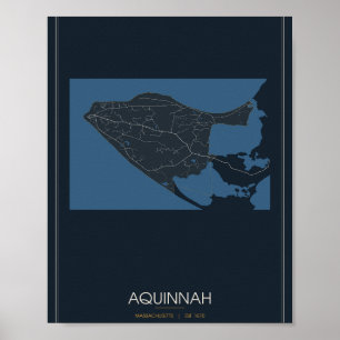 Aquinnah Massachusetts Poster de carte de rue (Nui