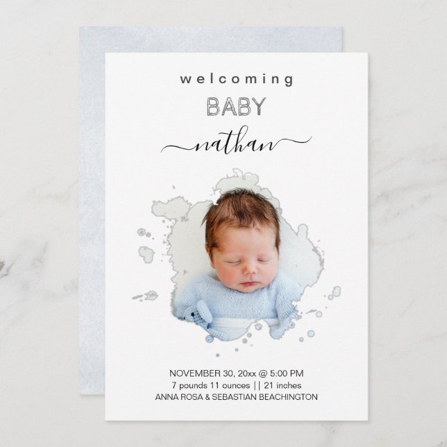 *~* AR21 Artsy Photo BOY Girl Faire-part (Devant / Derrière)