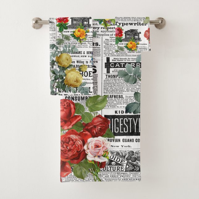 * AR23 Floral Flower Vintage Newsprint Newspaper (En situation)