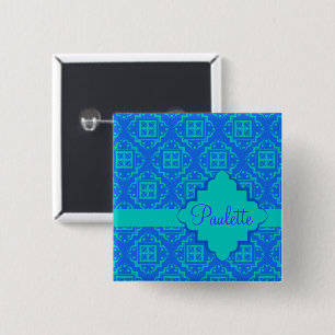 Arabesque Marocain bleu Turquoise Nom Badge