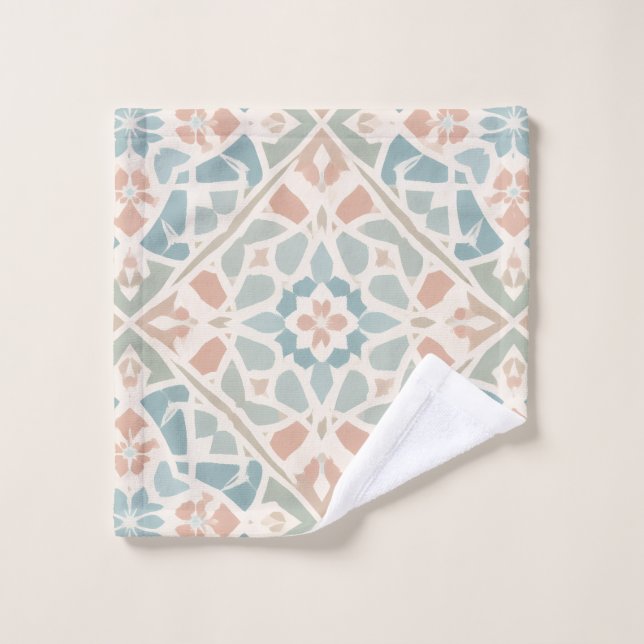Arabesque Terreuse | Carreau de Mosaïque Aquarelle (Gant de toilette)