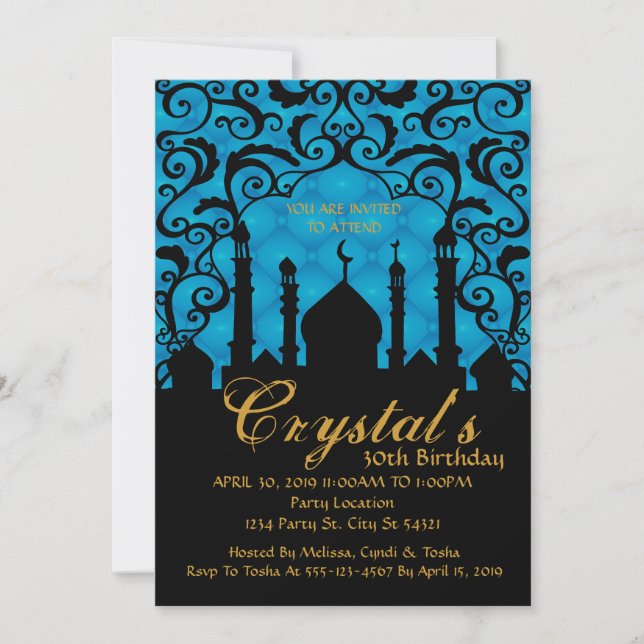 Arabian Nights, 30th Birthday Invitations (Devant)