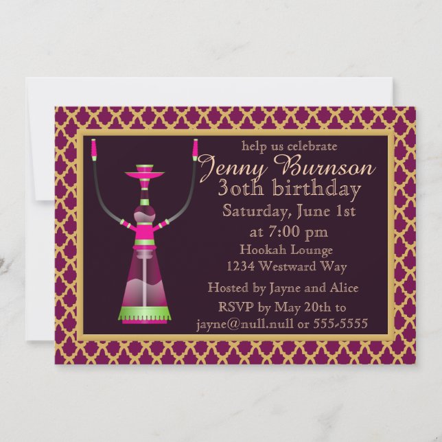 Arabian Nights Hookah Party Invitation (Devant)