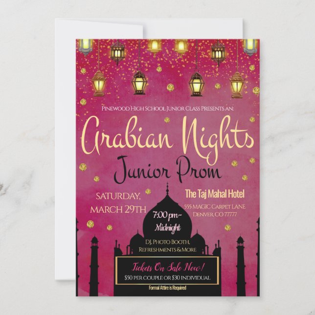 Arabian Nights Thème Junior Prom Invitation (Devant)