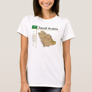 Arabie Saoudite Carte + Indicateur + Titre T-shirt