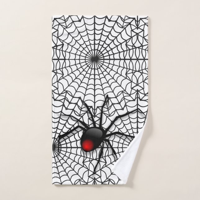 Araignée noire et toile Halloween Maison Invité (Serviette à main)