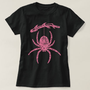 Araignée rose accrochée à la serrure T-shirt
