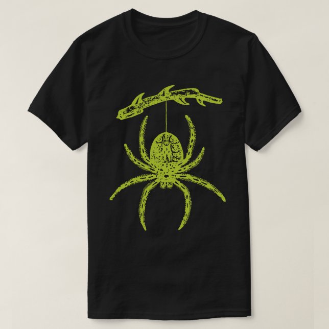 Araignée Verte Suspendue De La Branche T-Shirt (Design devant)