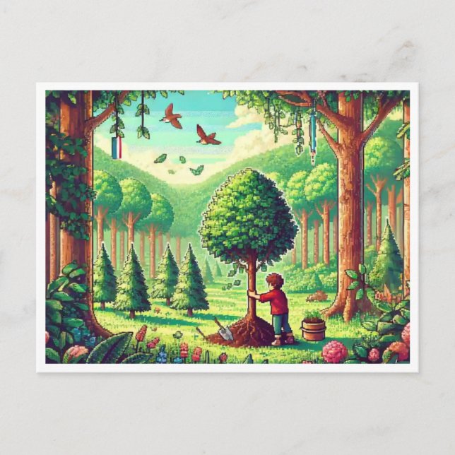 🌱 Arbour Jour Pixel Art Carte Postale - Retro Nat (Devant)