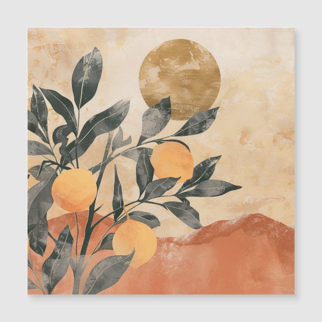 Arbre à citrus Boho avec soleil et montagnes (Devant)
