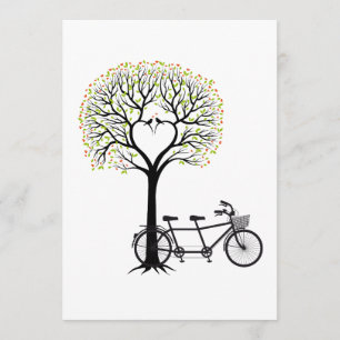 Arbre à coeur Faire-part de mariage avec tandem