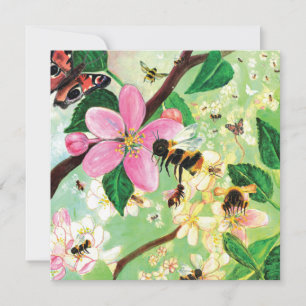 Arbre à fruits florissant printanier avec abeilles