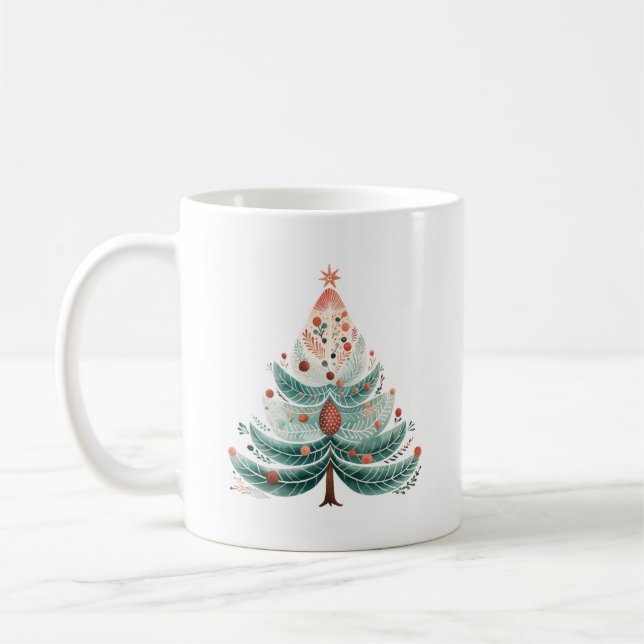 Arbre à pin d'hiver Café de Noël Mug (Gauche)