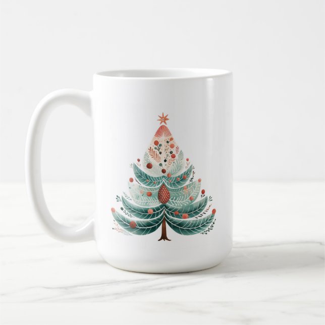 Arbre à pin d'hiver Café de Noël Mug (Gauche)