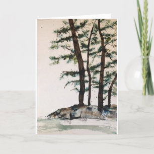 Arbre à pin d'origine sur carte blanche