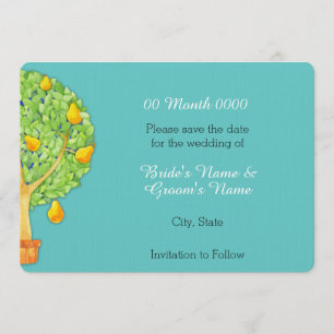 Arbre à poires turquoise Enregistrer la carte Date