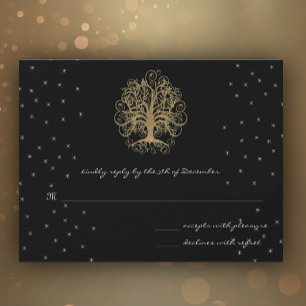Arbre à tourbillons dorés sur carte de réponse de