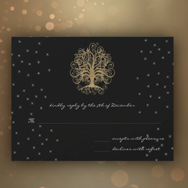 Arbre à tourbillons dorés sur carte de réponse de  (Créateur téléchargé)